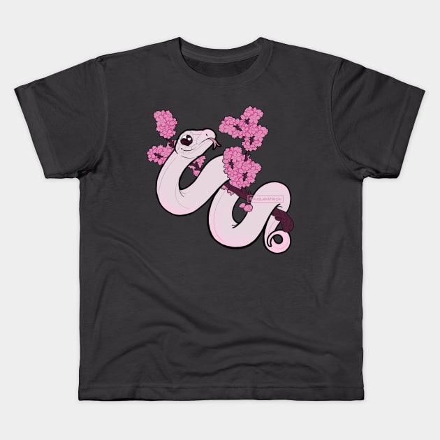 Cute Cherry Blossom Snake: White Kids T-Shirt by kailanipinon